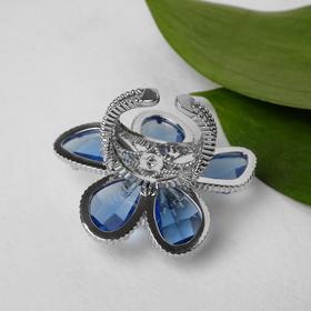

Кольцо "Цветок" волшебство, цвет бело-синий в серебре, безразмерное