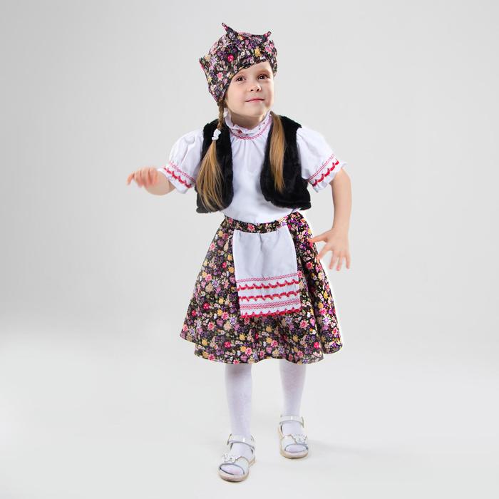 фото Карнавальный костюм «бабка-ёжка», жилет, юбка, блузка, платок, р. 30, рост 110-116 см карнавалия чудес