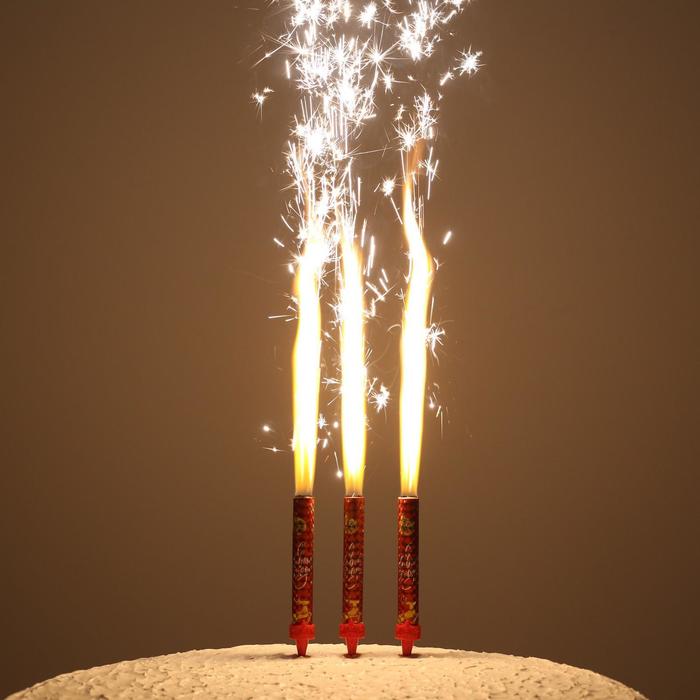 Набор тортовых свечей "Праздничные фонтаны.С Новым Годом!", 12,5 см, 3 шт