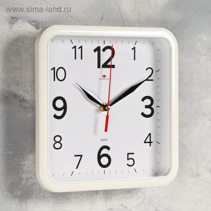 фото Часы настенные, интерьерные, бесшумные, 22 х 22 см, белые рубин