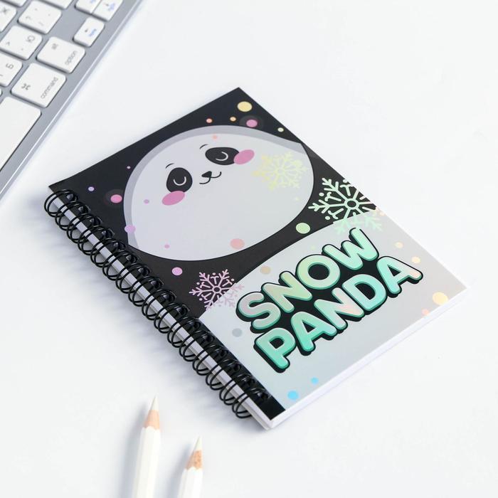 Подарочный набор голографический блокнот и обложка "Snow panda"