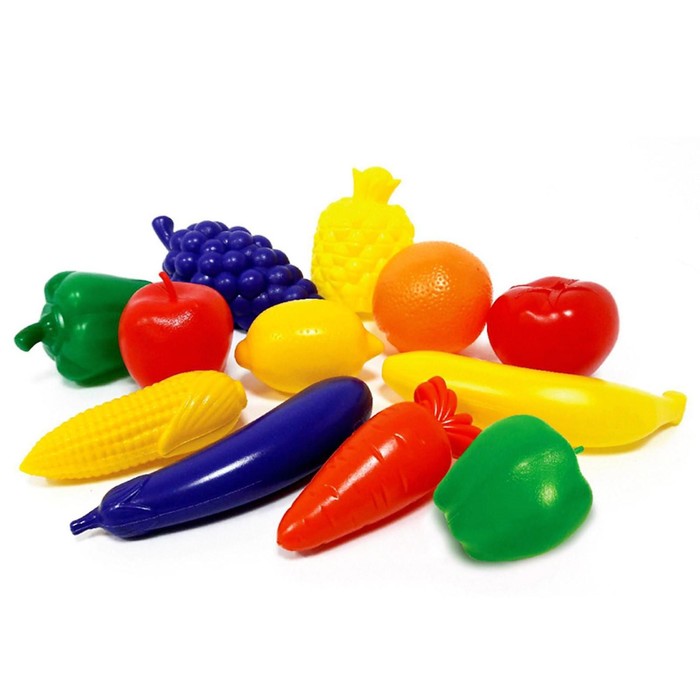 Набор «Овощи, фрукты», 12 штук, МИКС набор фрукты и овощи в корзине 17 предметов цвета микс