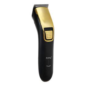 

Машинка для стрижки HTC АТ-213, АКБ, 1 насадка, нержавеющая сталь, чёрно-золотистая