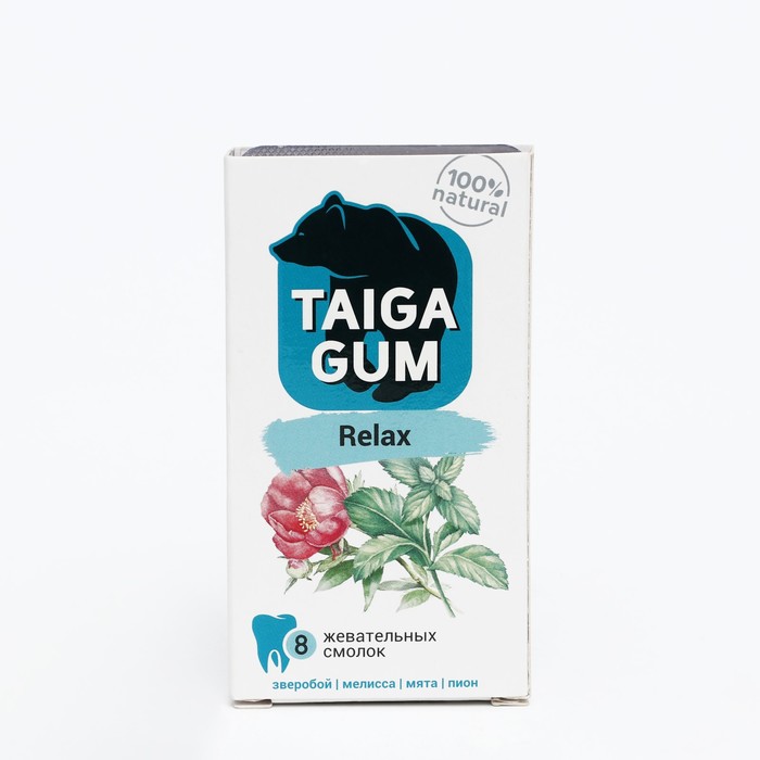 фото Смолка антистресс taiga gum, в растительной пудре, без сахара, 8 штук алтайский нектар