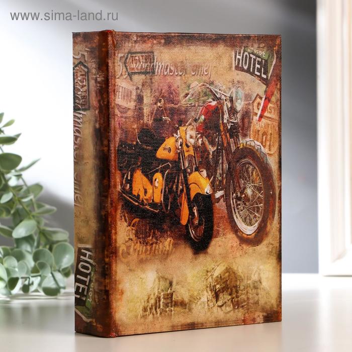 фото Шкатулка-книга дерево "мотоциклы" текстиль 19х14х4 см