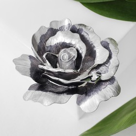 

Брошь "Роза" пышный бутон, цвет серый
