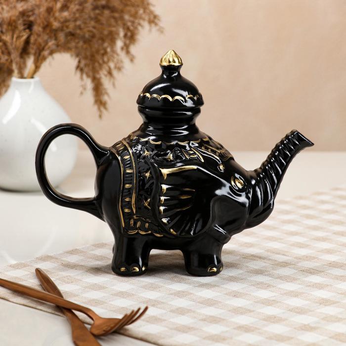 фото Чайник для заварки "слон", чёрный, 0.6 л керамика ручной работы