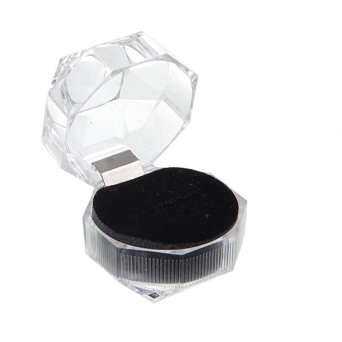 Коробочка подарочная под кольцо "Шарик", 4*4*4,5, прозрачная, вставка черная