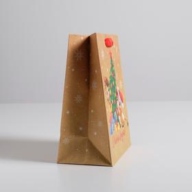 

Пакет крафтовый вертикальный «Новогодние малыши», MS 18 × 23 × 10 см