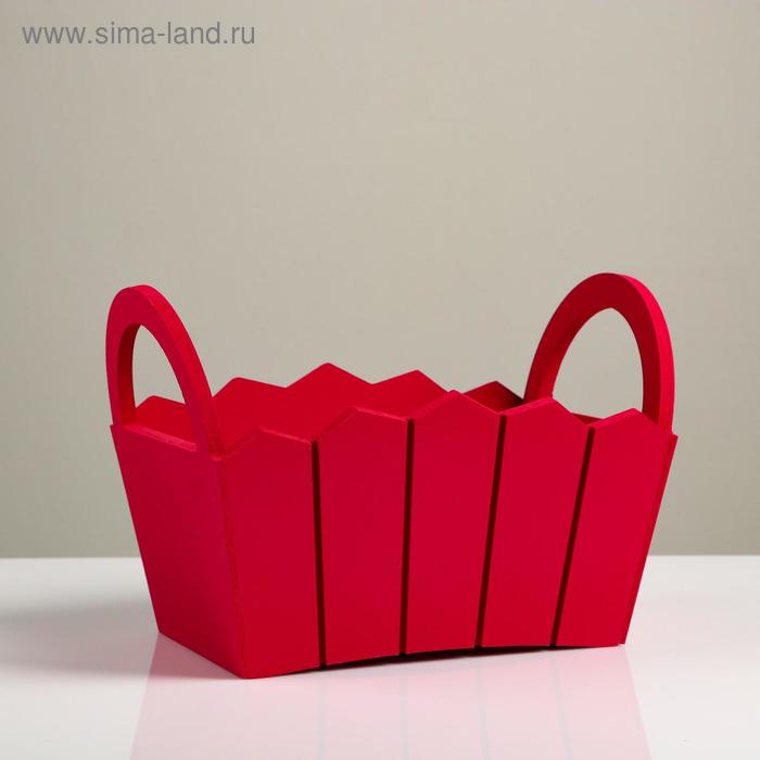 

Кашпо деревянное 25,5×16,5×17,5 см "Мария", ручки боковые, МДФ, малиновый