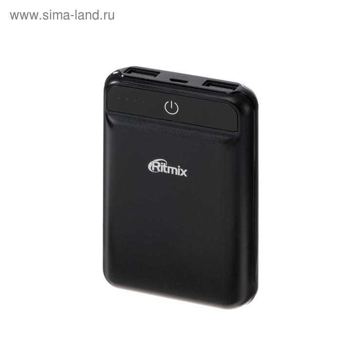 фото Внешний аккумулятор ritmix rpb-10003l, 10000 мач, 2usb, 2.4 а, софт-тач, чёрный