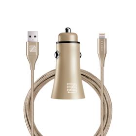 

Автомобильное зарядное устройство Lenzza Razzo Metallic, 2xUSB, 2.1A, золотистый