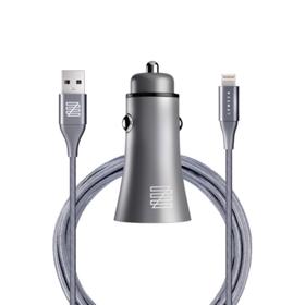 

Автомобильное зарядное устройство Lenzza Razzo Metallic, 2xUSB, 2.1A, серый