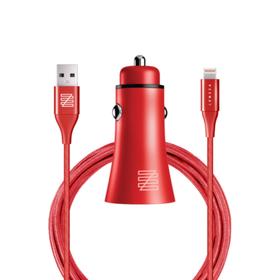 

Автомобильное зарядное устройство Lenzza Razzo Metallic, 2xUSB, 2.1A, красный