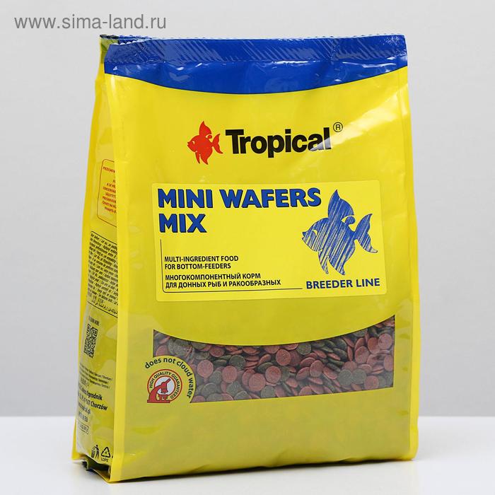 Корм Tropical Mini Waffers Mix для донных рыб и ракообразных, разноцветные чипсы, 1 кг