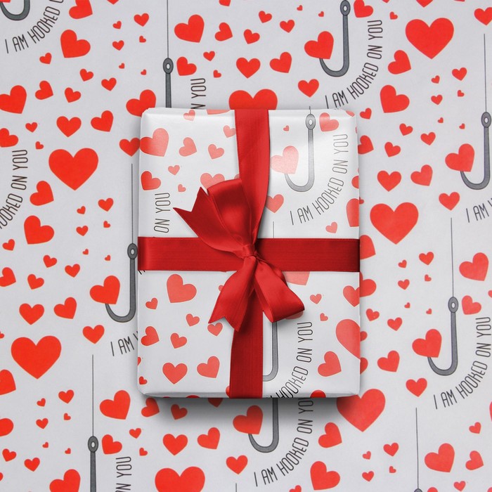 фото Бумага упаковочная глянцевая «удочка любви», 70 × 100 см дарите счастье