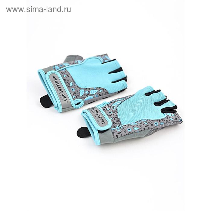 фото Перчатки для фитнеса женские замшевые x10, цвет серый/голубой, размер s onhillsport