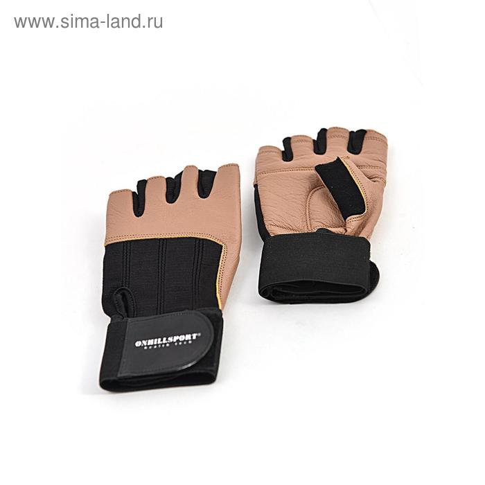 фото Перчатки для фитнеса мужские кожаные q11, цвет чёрный/коричневый, цвет m onhillsport