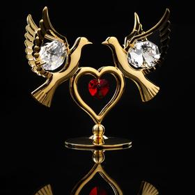 Сувенир «Голубки на сердце» , 6,5×3,5×7 см, с кристаллами Ош