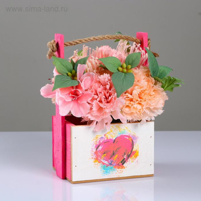 

Кашпо деревянное, 15×12×8.5(25) см "Пауль и Любовь. Сердце акварельное", с принтом