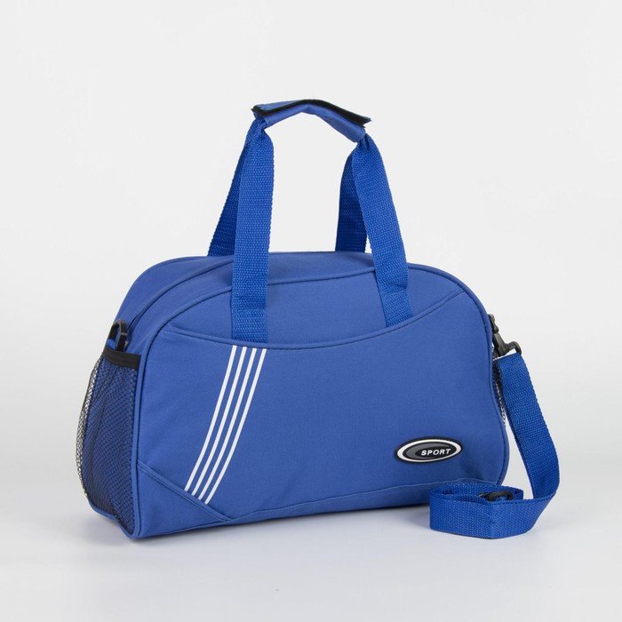 фото Сумка спортивная, отдел на молнии, наружный карман, длинный ремень, цвет синий