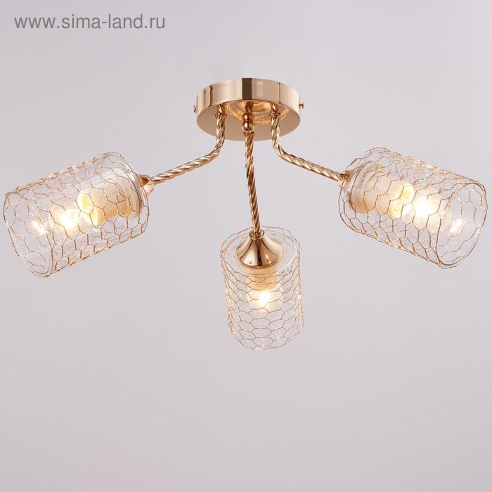 

Люстра 471131 3х60Вт Е27 золото/прозрачный с золотыми ячейками