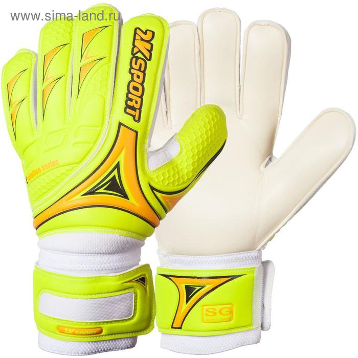 фото Перчатки вратарские 2k sport evolution, neon-lemon/orange, размер 4 2к