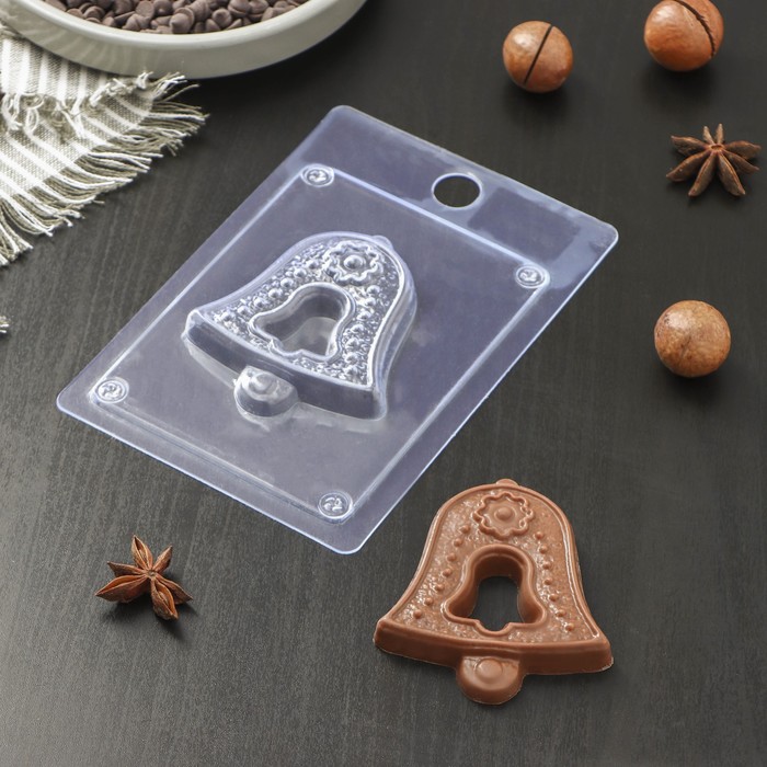 Форма для шоколада и конфет пластиковая «Колокольчик», 15×10×3 см, цвет прозрачный форма для шоколада ракушки 3