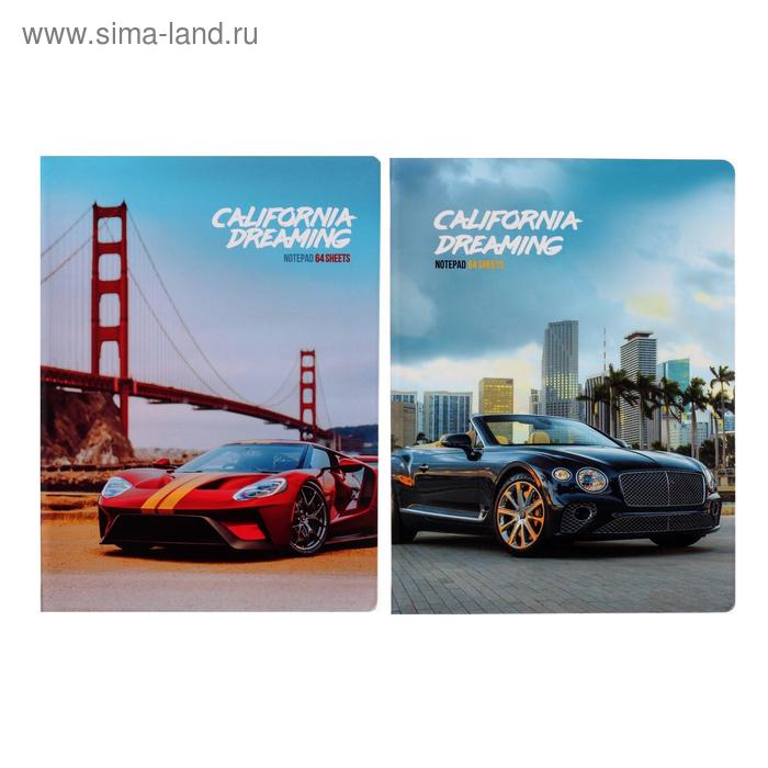 

Бизнес-блокнот А5, 64 листа в клетку California dreaming, интегральная обложка, матовая ламинация, блок офсет, МИКС