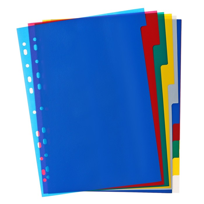 Набор разделителей листов А4 Office-2000, 10 листов без индексации, цветные, пластик 120 мкм