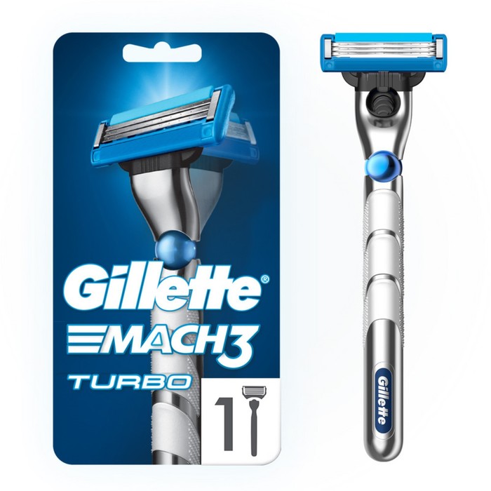 Станки, лезвия Бритва с 1 сменной кассетой Gillette Mach3 Turbo 3D Red