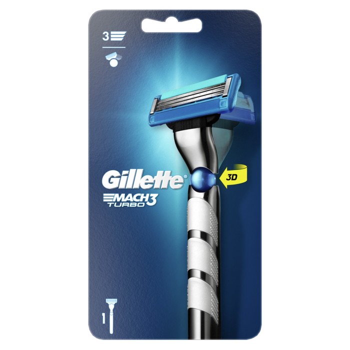 

Бритва с 1 сменной кассетой Gillette Mach3 Turbo 3D Red