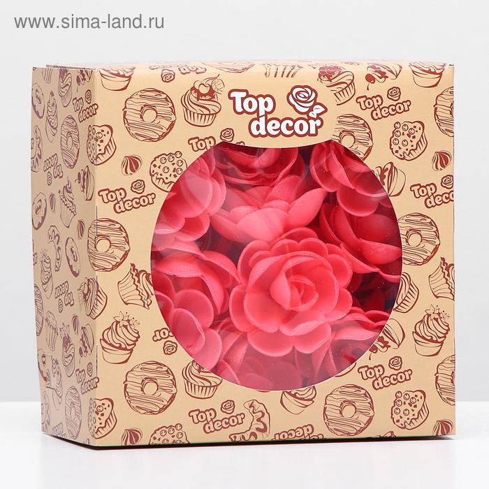 фото Вафельные розы большие сложные красные, 28шт топ декор