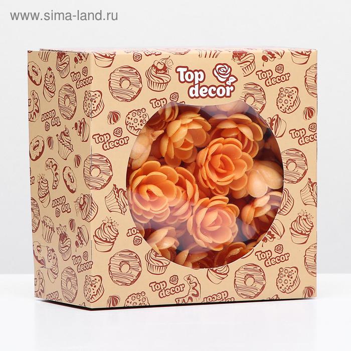 фото Вафельные розы малые сложные абрикосовые, 80шт топ декор