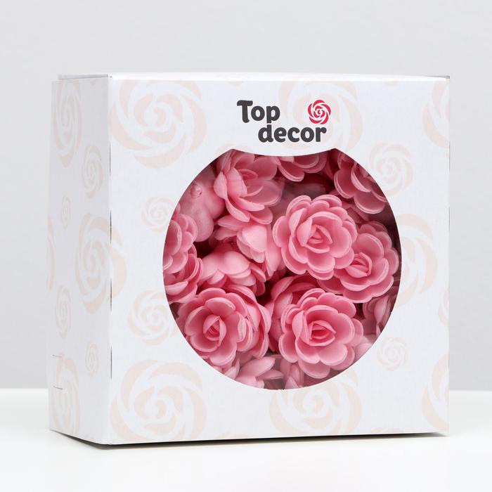 фото Вафельные розы малые сложные розовые, 80шт топ декор