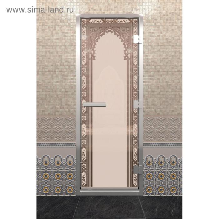 Дверь стеклянная «Хамам Восточная арка», размер коробки 190 × 70, правая, бронза матовая дверь восточная арка размер коробки 200 × 80 см правая цвет матовая бронза
