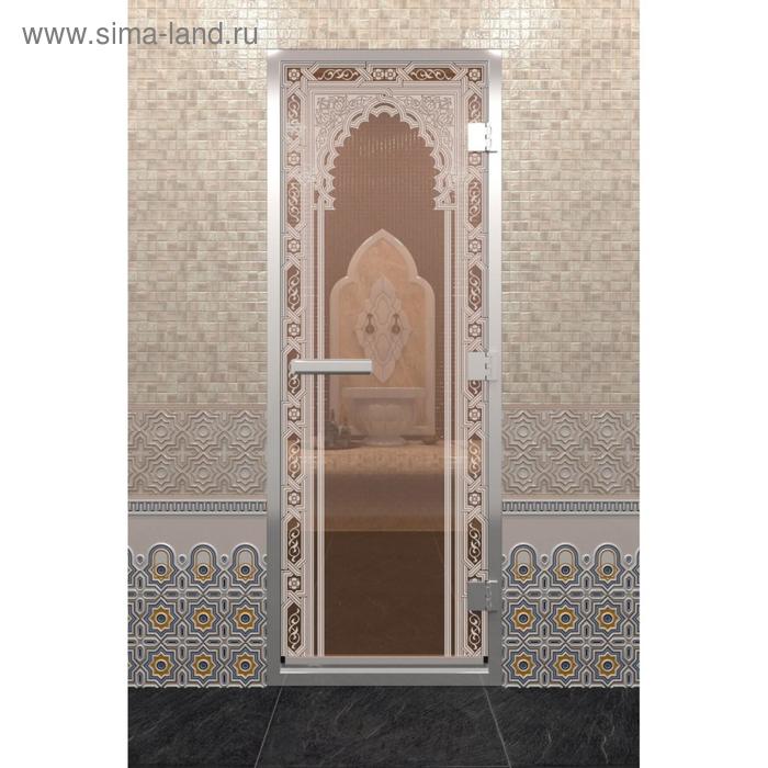 Дверь стеклянная «Хамам Восточная арка», размер коробки 190 × 70 см, правая, бронза дверь восточная арка размер коробки 200 × 80 см правая цвет бронза