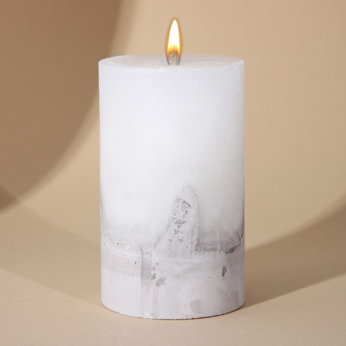 Свеча интерьерная белая с бетоном, 10 х 6 см свеча интерьерная белая с бетоном поталь 9 5 х 6 см