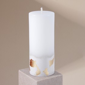 Свеча интерьерная белая с бетоном (поталь), 15 х 6 см Ош