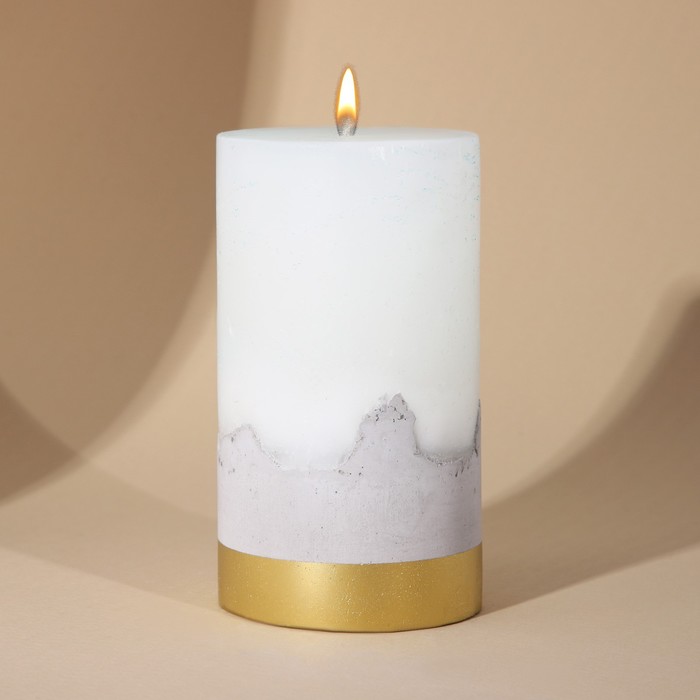 Свеча интерьерная белая с бетоном, низ золото, 13 х 7 см свеча интерьерная белая с бетоном поталь 9 5 х 6 см
