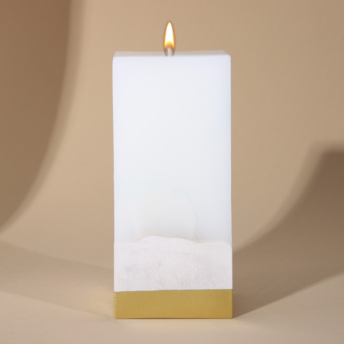 Свеча интерьерная белая с бетоном, низ золото, 6 х 6 х 14 см свеча интерьерная белая с бетоном поталь 9 5 х 6 см