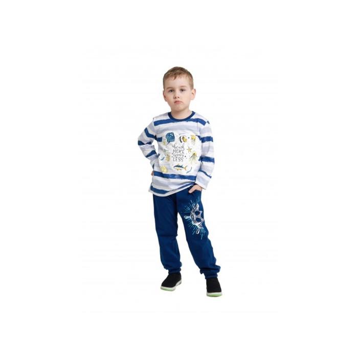 Пижама для мальчиков, рост 122 см, цвет белый, синий