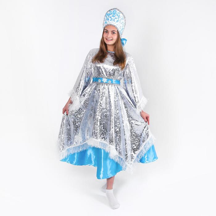 Карнавальный костюм «Зимушка», платье, кокошник, р. 42-44