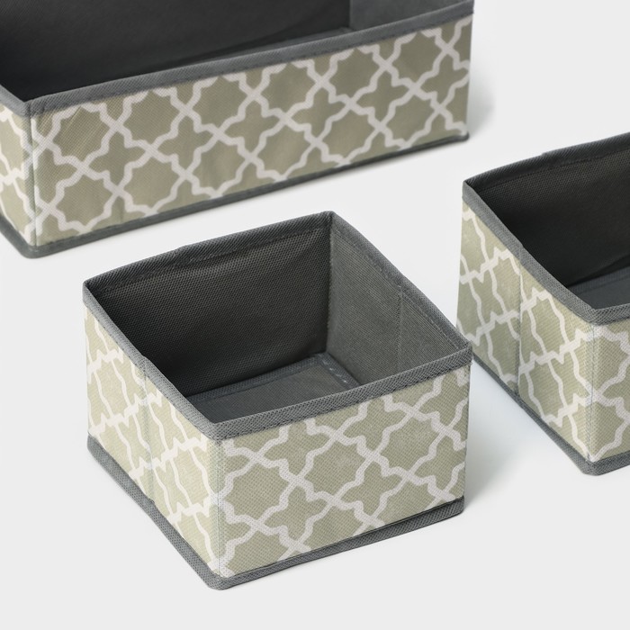 Набор коробов для хранения «Гранж», 3 шт: 30×15×13 см, 15×15×13 см, цвет серый