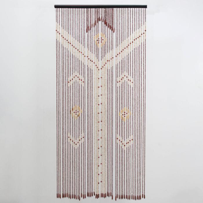 Занавеска декоративная, 90×175 см, 52 нитм, 2 ряда: 1 ряд 50 нитей, 2 ряд 16 нитей, дерево