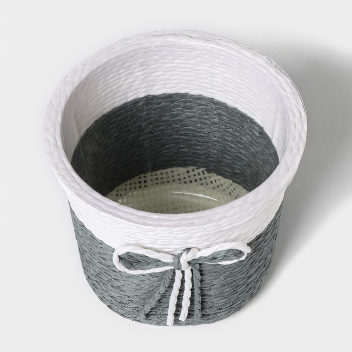 Кашпо плетеное «Бантик» 10,5×10,5×9 см, круг, цвет МИКС