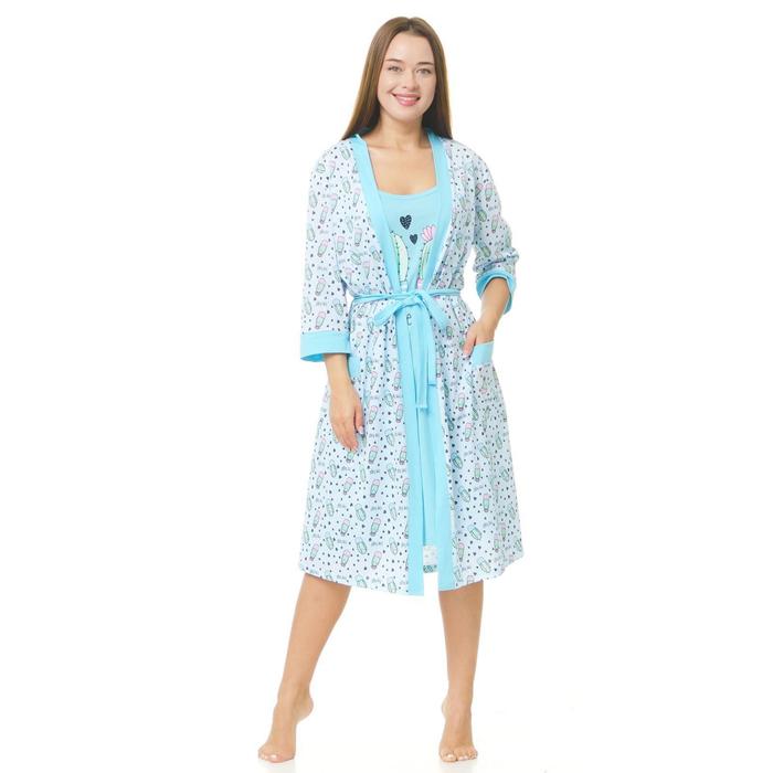 фото Комплект женский (халат, сорочка), цвет микс, размер 48 дарья