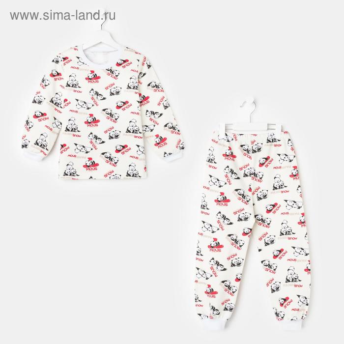 Пижама детская НАЧЁС, цвет молочный/рис. панды, рост 104-110 см