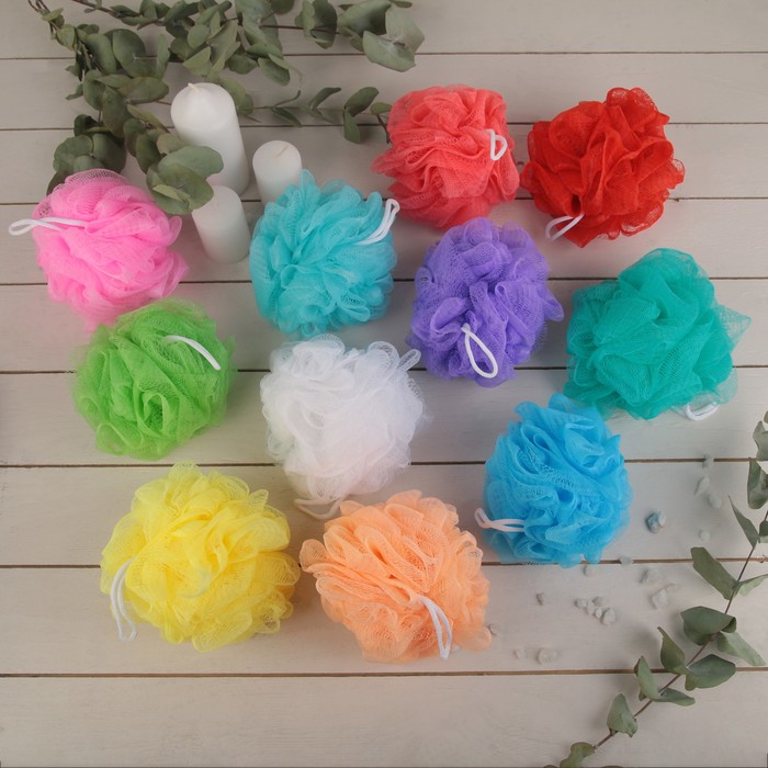 Мочалка для тела, 50 г, d=9 см, цвета МИКС