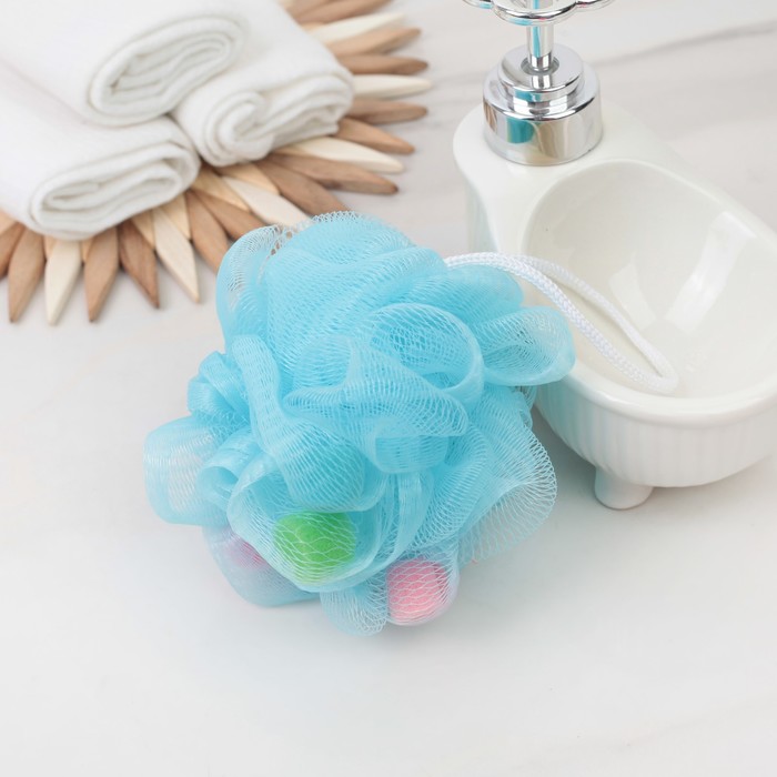 Мочалка для тела с поролоном, 30 г, цвета МИКС